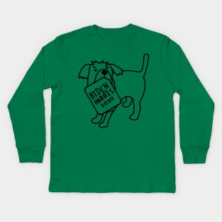 Backprint Dog with Biden Harris Sign Outline Kids Long Sleeve T-Shirt